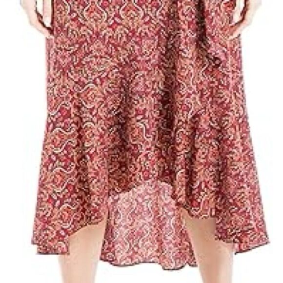 Max Studio Women's Ruffle Crepe High/Low Wrap Midi Dress in the Size X-Large - Picture 5 of 13